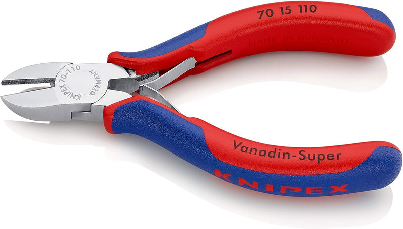 Knipex Seitenschneider verchromt, mit Mehrkomponenten-Hüllen 110 mm 70 15 110 & Electronic Super Kni