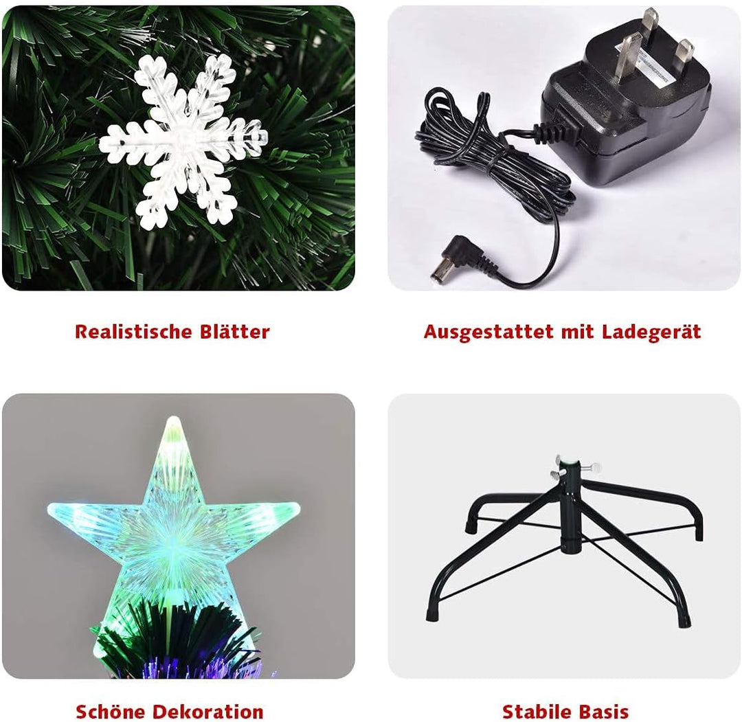 RELAX4LIFE Künstlicher Weihnachtsbaum, Christbaum mit LEDs & Schneeflocke & Sternspitze, Kunstbaum F