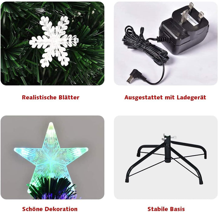 RELAX4LIFE Künstlicher Weihnachtsbaum, Christbaum mit LEDs & Schneeflocke & Sternspitze, Kunstbaum F