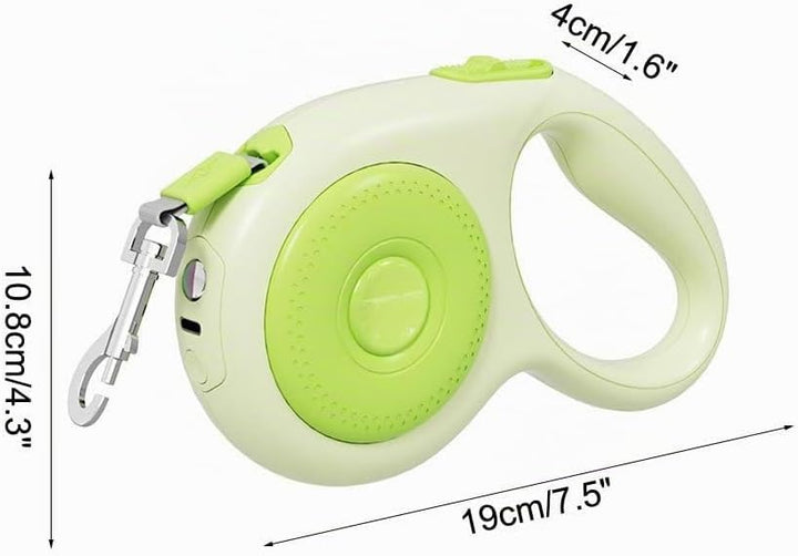 Einziehbare Hundeleine, 5m, Robuste Hundeleine aus Nylon mit LED-Licht, 360° Verwicklungssicher, Aus