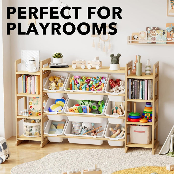 SpaceAid Grosser Spielzeug-Organizer, 9 Regale, 9 Behälter, Spielzeug-Organizer, Bücherregal, Kinder