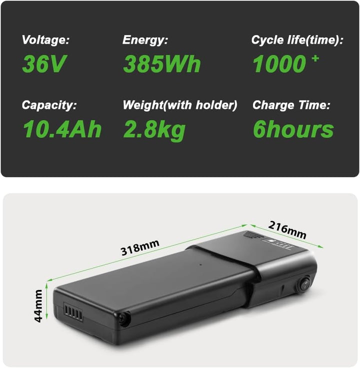 SHIMOST E-Bike Li-ion Batterie 36V 14,5Ah Hailong Akku mit Ladegerät für Elektrofahrrad Pedelec, Pas