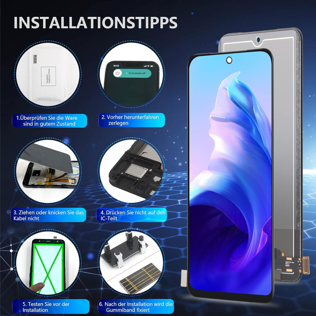 RongZy Kompatibel mit Xiaomi Poco M4 Pro 4G MZB0B5VIN Ersatz Bildschirm LCD Display und Touchscreen-