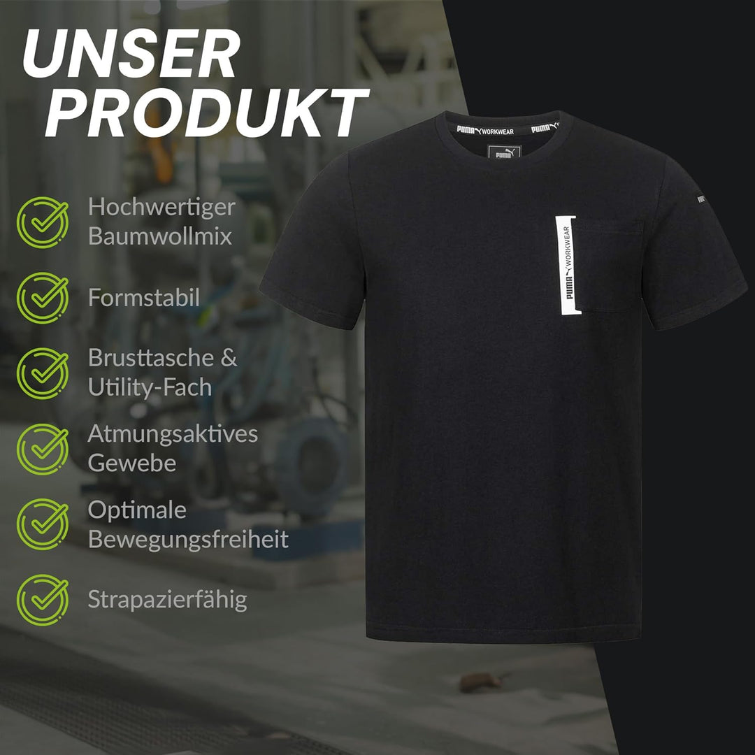 PUMA Workwear Advanced Kollektion - T-Shirts für Herren - Brusttasche und Utility Fach an der Schult