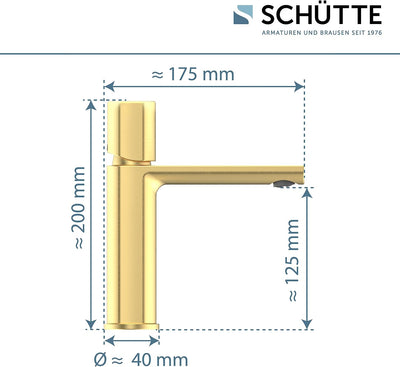 Schütte 33617 NEW YORK Waschtischarmatur Gold mit Ablaufgarnitur, Mischbatterie mit Pop-Up Ventil, B