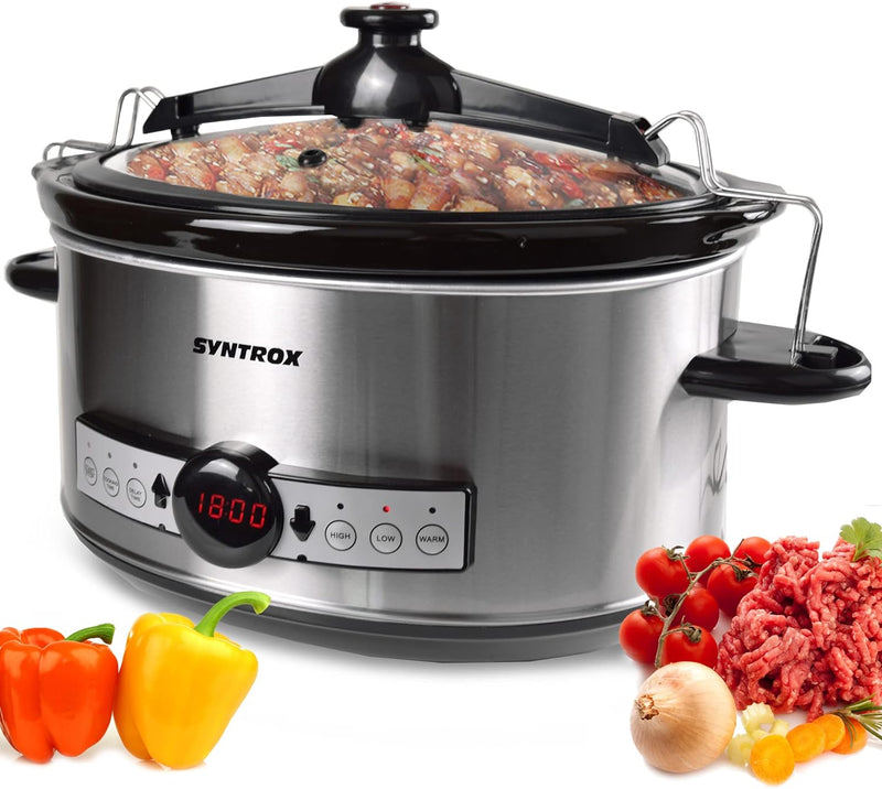 Syntrox Germany Slow Cooker Schongarer 6,5L mit Timer und Warmhaltefunktion - Leistung 320