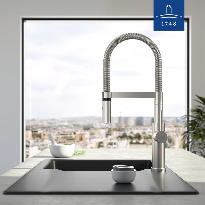 Villeroy & Boch Steel Expert 2.0 | Hochdruck | Einhand-Küchenarmatur mit schwenkbarem Auslauf und Um