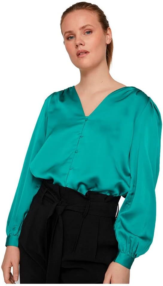 Vila Damen Viellette V-Neck L/S Shirt/Su-Noos Bluse 34 Alhambra, 34 Alhambra