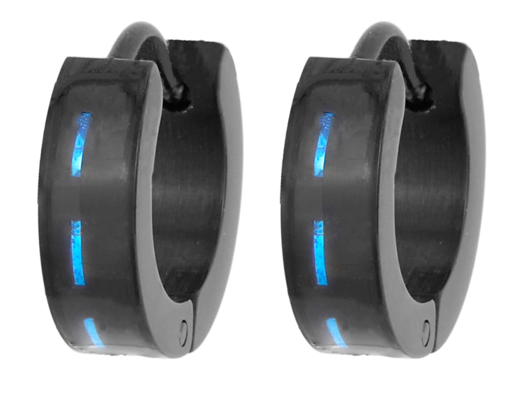 Traveller Creolen - Herren - Edelstahl - schwarz - Karbon Blau, Blau