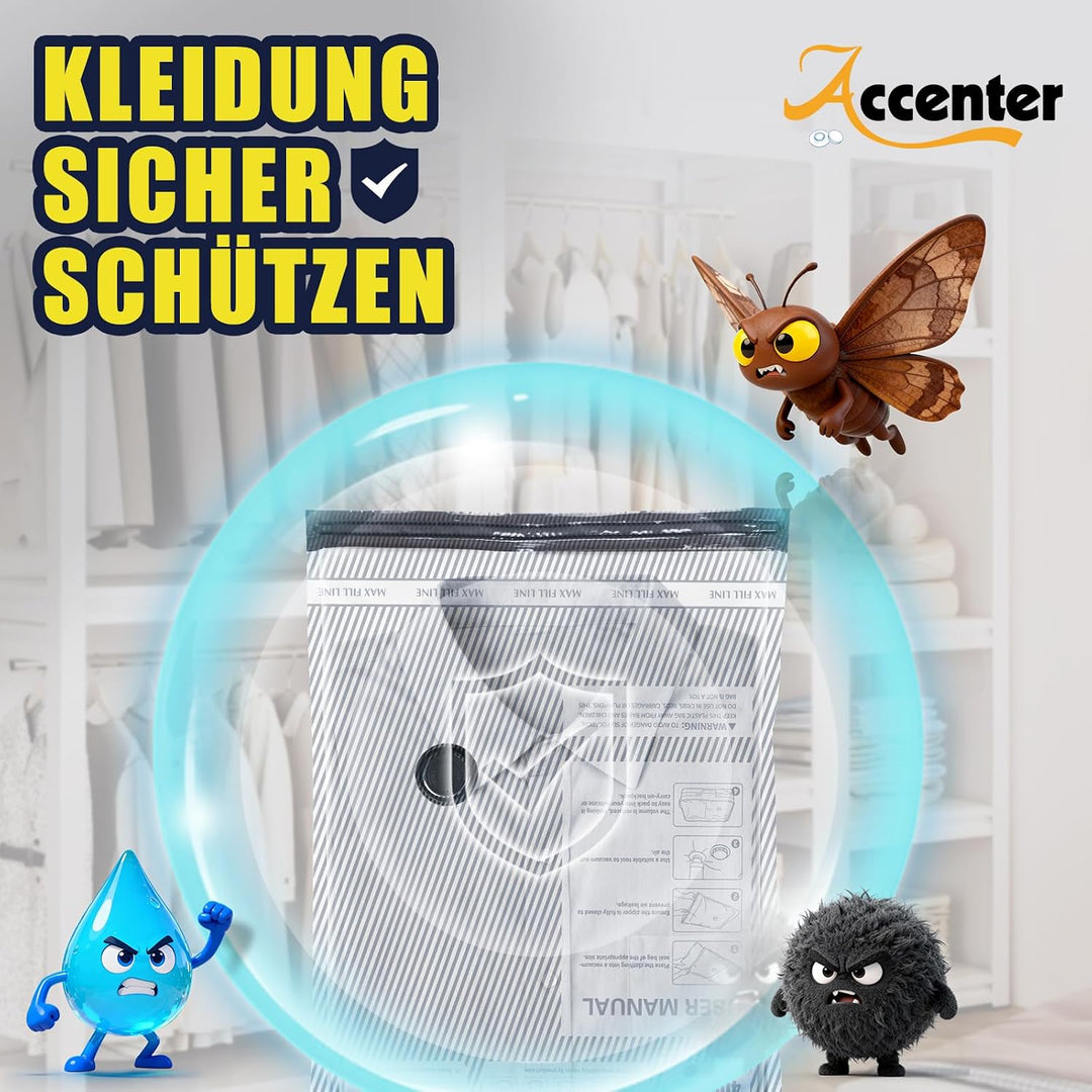 Accenter Vakuumbeutel für Kleidung mit Elektrischer Pumpe,Vakuumbeutel Reise für Koffer Organizer,Kl