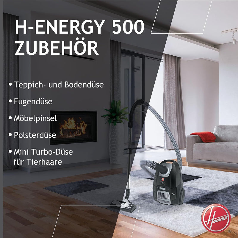 Hoover Bodenstaubsauger mit 3,5 L Beutel – leiser Staubsauger (69 dBA) mit automatischem Beutelentso