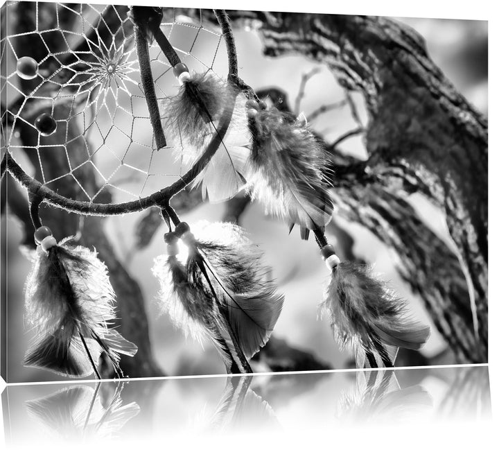 Monocrome, Traumfänger, Format: 100x70 auf Leinwand, XXL riesige Bilder fertig gerahmt mit Keilrahme