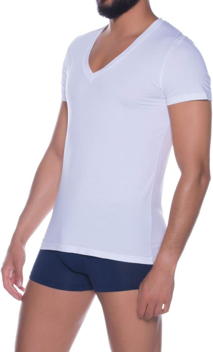 HOM, T-Shirt V-Ausschnitt Supreme Cotton, Herren S Weiss, S Weiss