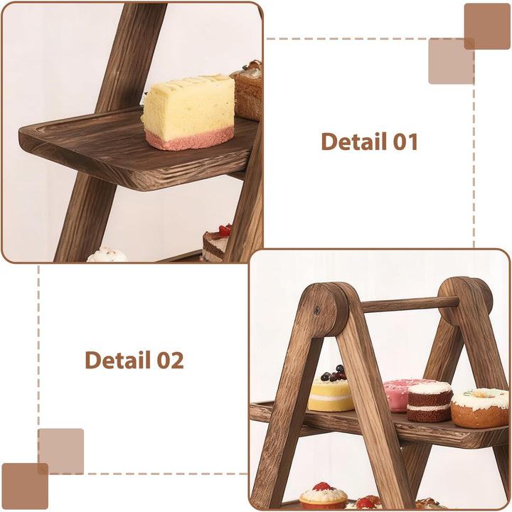 Cupcake Ständer Holz, Serviertablett Mit 3 Ebenen, Dekorativ 3-Stöckiger Serviertablett Aus Holz, Fa