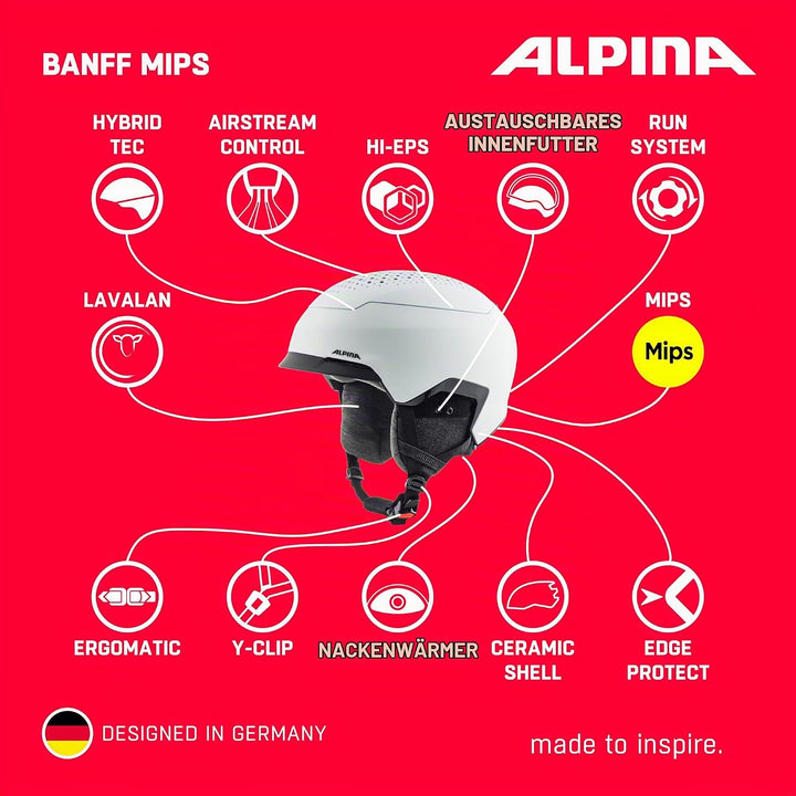 ALPINA Banff MIPS - Nachhaltiger, Sicherer und Leichter MIPS Skihelm Mit Schafswolle-Innenfutter Für