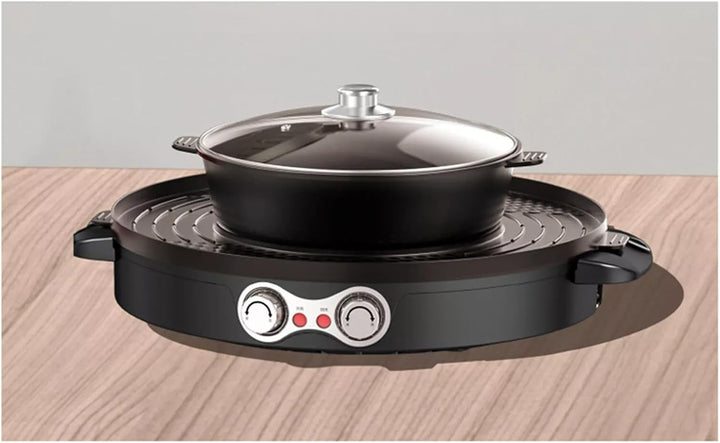Elektrische Hot Pots,Grill Elektrischer, 2200W 2 in 1 Elektrogrill,Antihaft-Beschichtung,Mandarinent