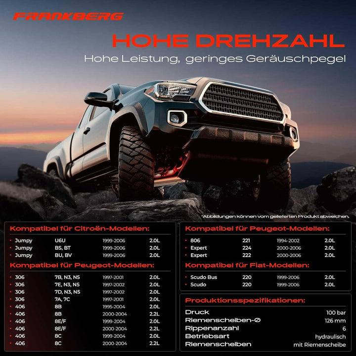 Frankberg Servopumpe Hydraulikpumpe Lenkung Kompatibel mit Interstar X70 1.9L 2.2L 2002-2010 Primast
