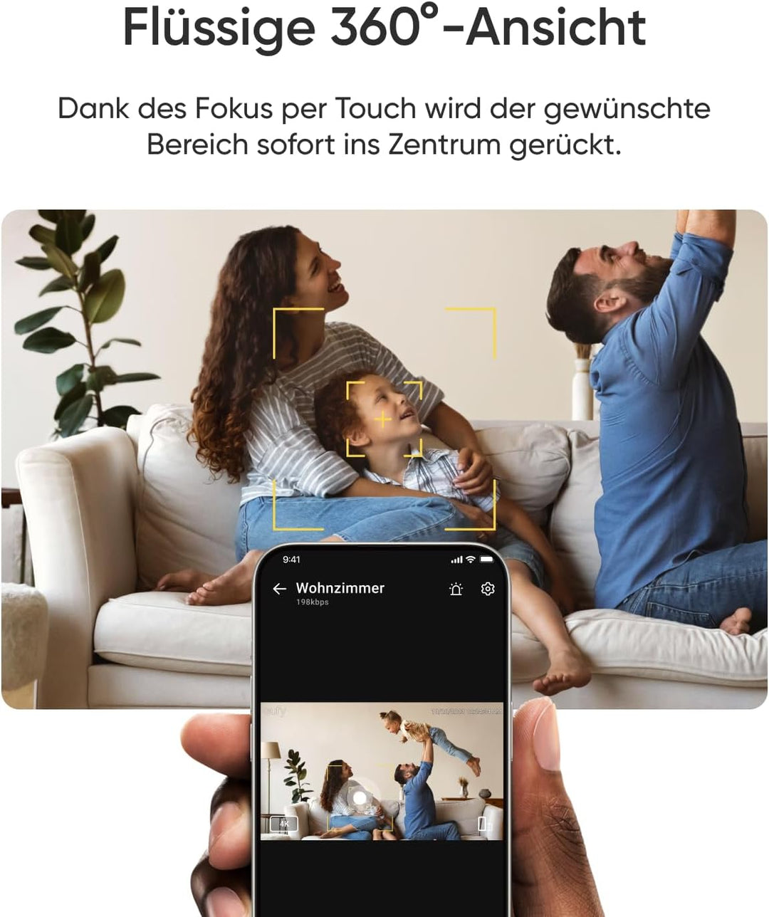 eufy Innenkamera E30, Neue Generation, 4K UHD-Überwachungskamera innen, Haustier-/Babykamera mit Pho