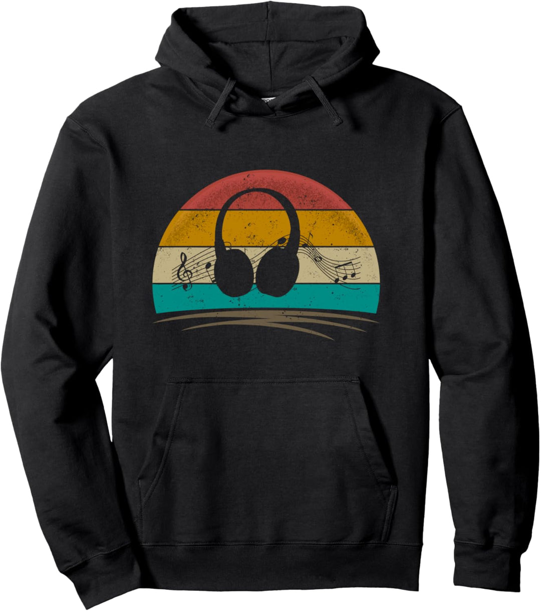 Headphone Retro Vintage 70s Music Lover Men Women Kids Pullover Hoodie