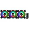 AEROCOOL SATURN 12F ARGB PRO (PAQUETE DE 3) - VENTILADOR ARGB DE 120 MM PARA CAJA, Schwarz