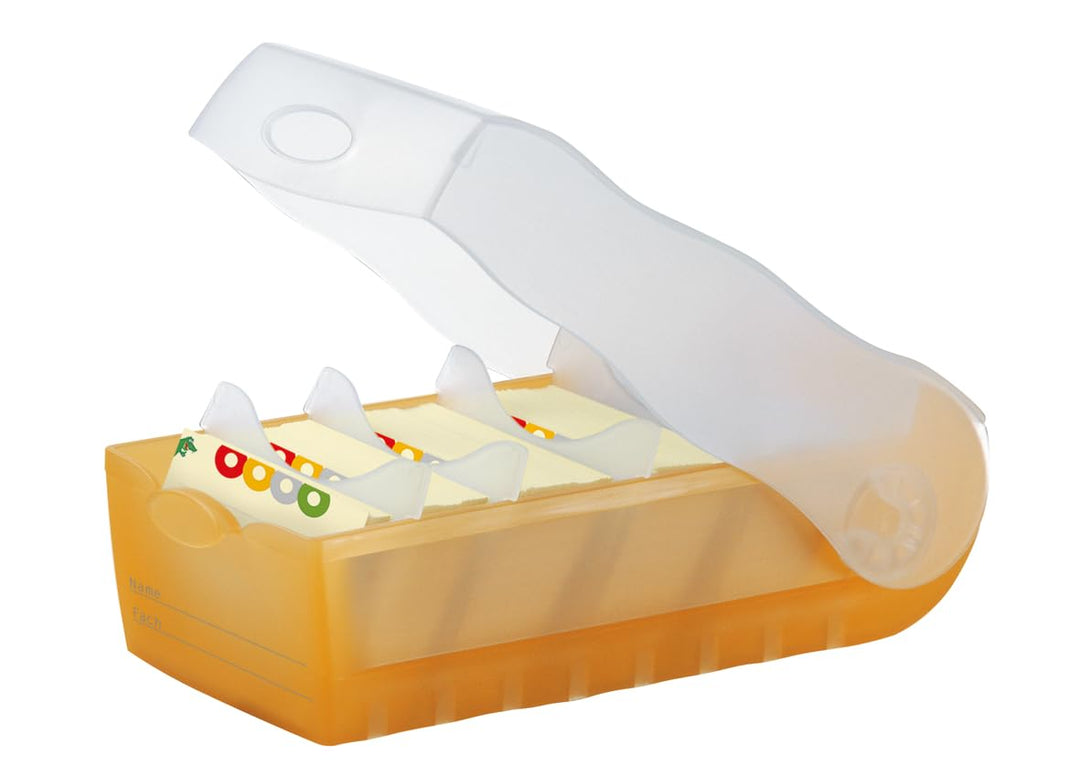 HAN Lernkarteibox CROCO, einfach Vokabeln lernen mit 5-Fächer-Lernsystem, DIN A8 Karteikasten für 50