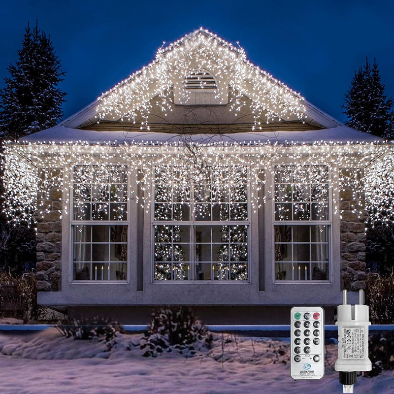 LED Eisregen Lichterkette Aussen, WOWDSGN 10M 440LED Eiszapfen Lichterkette mit Timer 8 Modi IP44 wa