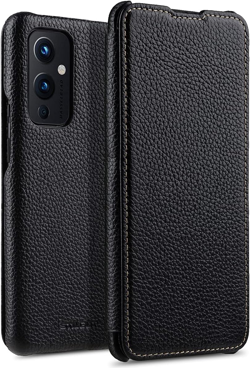 STILGUT Book Case kompatibel mit OnePlus 9 Hülle aus Leder zum Klappen, Klapphülle, Handyhülle, Lede