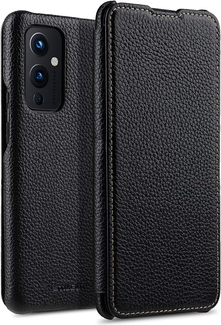STILGUT Book Case kompatibel mit OnePlus 9 Hülle aus Leder zum Klappen, Klapphülle, Handyhülle, Lede