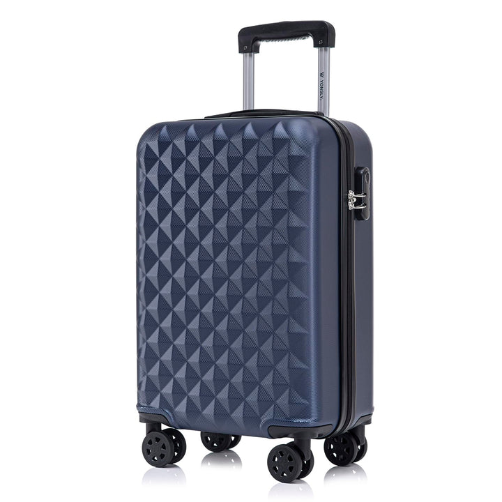 Koffer Suitcase M Dunkelblau, Trolley Reisekoffer, Kabinenkoffer Rollkoffer Handgepäck mit 4 Rollen