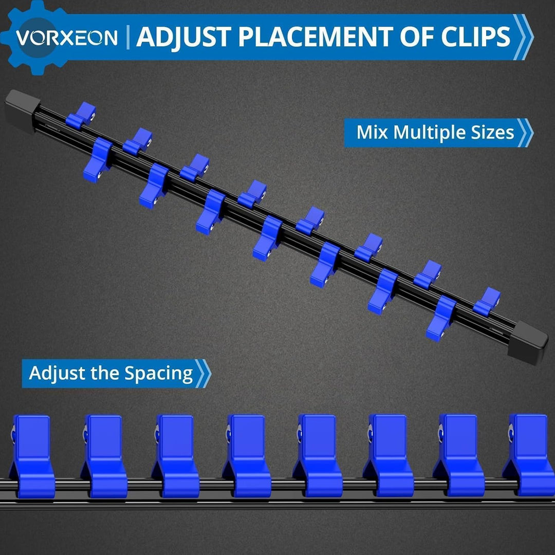 9PC Stecknuss-Organizer Schienen Set Schwarz Blau Grün, robuste ABS Aufbewahrung für Werkstatt, komp