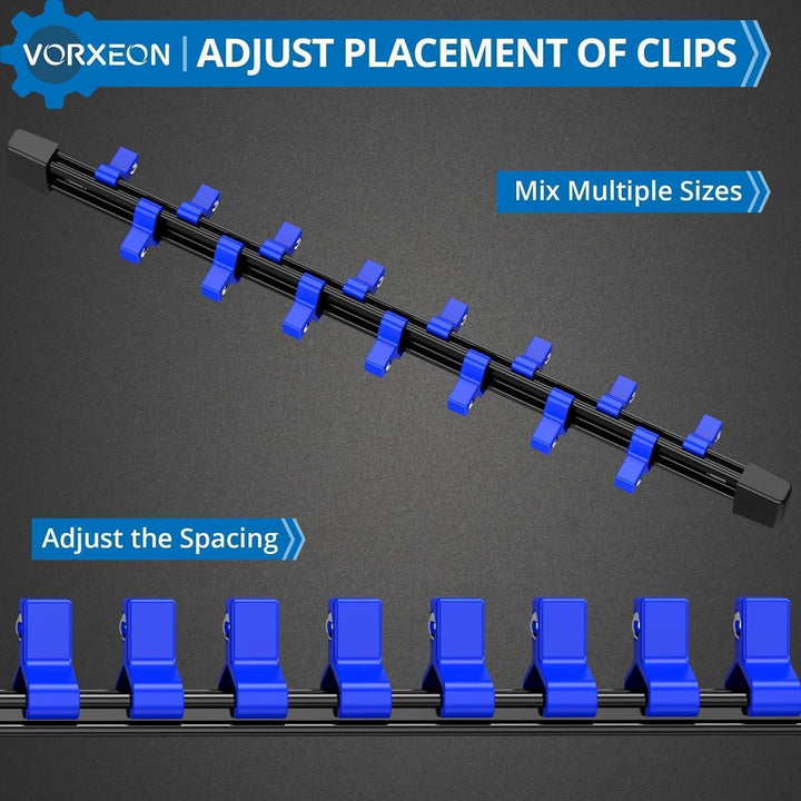 9PC Stecknuss-Organizer Schienen Set Schwarz Blau Grün, robuste ABS Aufbewahrung für Werkstatt, komp