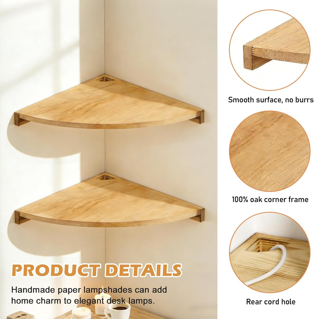 BYZESTY Eckregal Hängend 2er Set, 27,5 cm Eckregal Holz, Wandregal Eiche Massiv, Wandregal Holz für