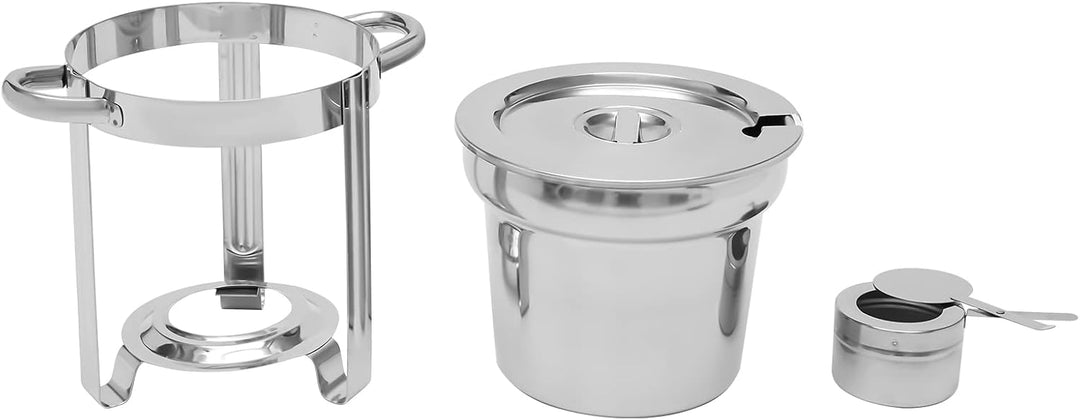 7L Edelstahl Suppentopf, Edelstahl Chafing Wärmebehälter Runder Suppenkessel Lebensmittelwärmer Buff