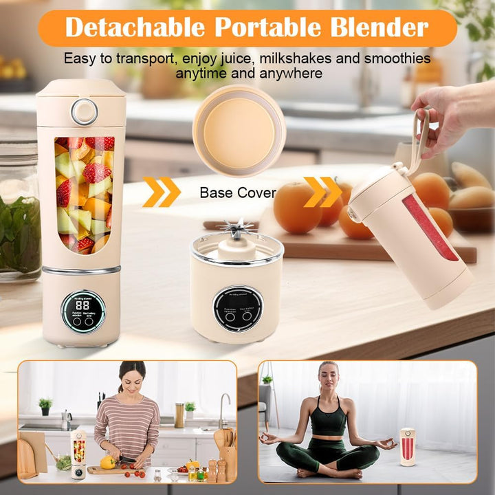 Tragbarer Mixer, 700 ml kleiner Smoothie Mixer, Mini-Standmixer mit 12 Edelstahlklingen und Digitala