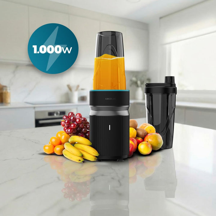 Cecotec Mini-Standmixer PowerTitanium 1000 Push2Go Duo. 1000 W, 6-Klingen Edelstahl, Eis crushen, 2×