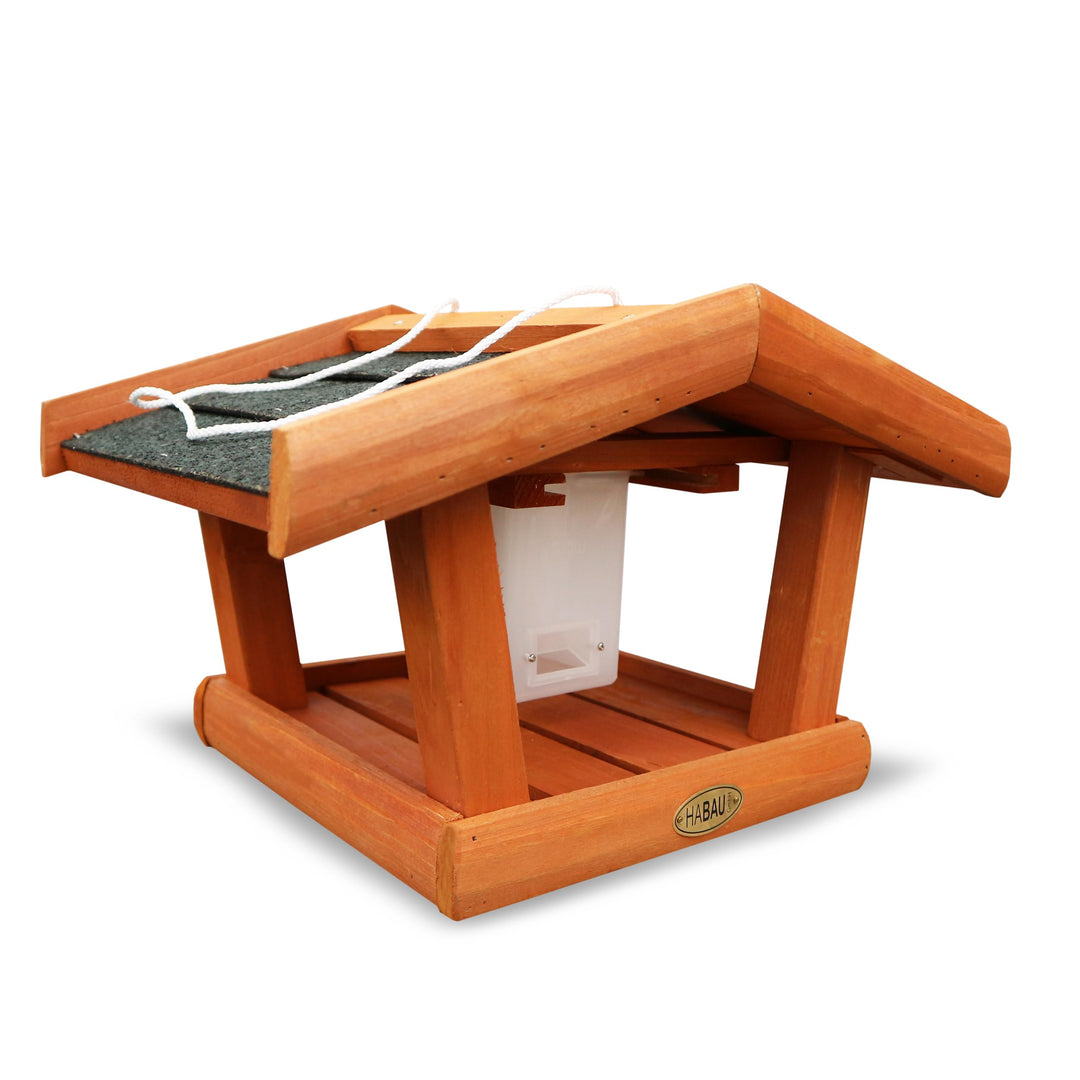 HABAU Vogelhaus Singdrossel aus Holz - Futterhaus zum Aufhängen mit Futtersilo