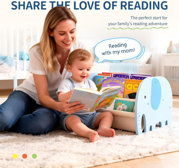 Kinder Bücherregal aus Holz - Montessori Bücherregal für Kinderzimmer| Elefant Design l Kinderzimmer