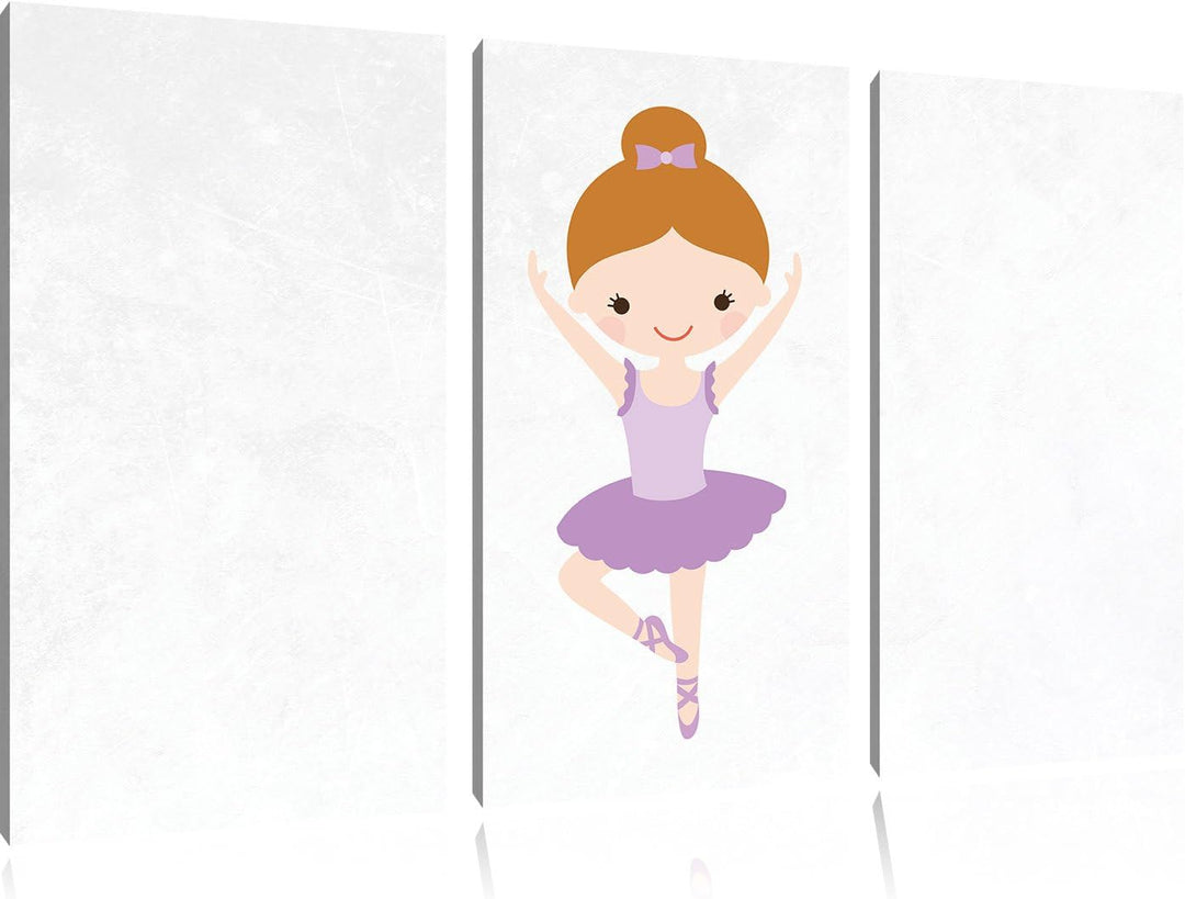 Pixxprint Hübsche Ballerina mit Schleife als Leinwandbild/Grösse: 3 Teilig (120x80) cm/Wandbild/Kuns