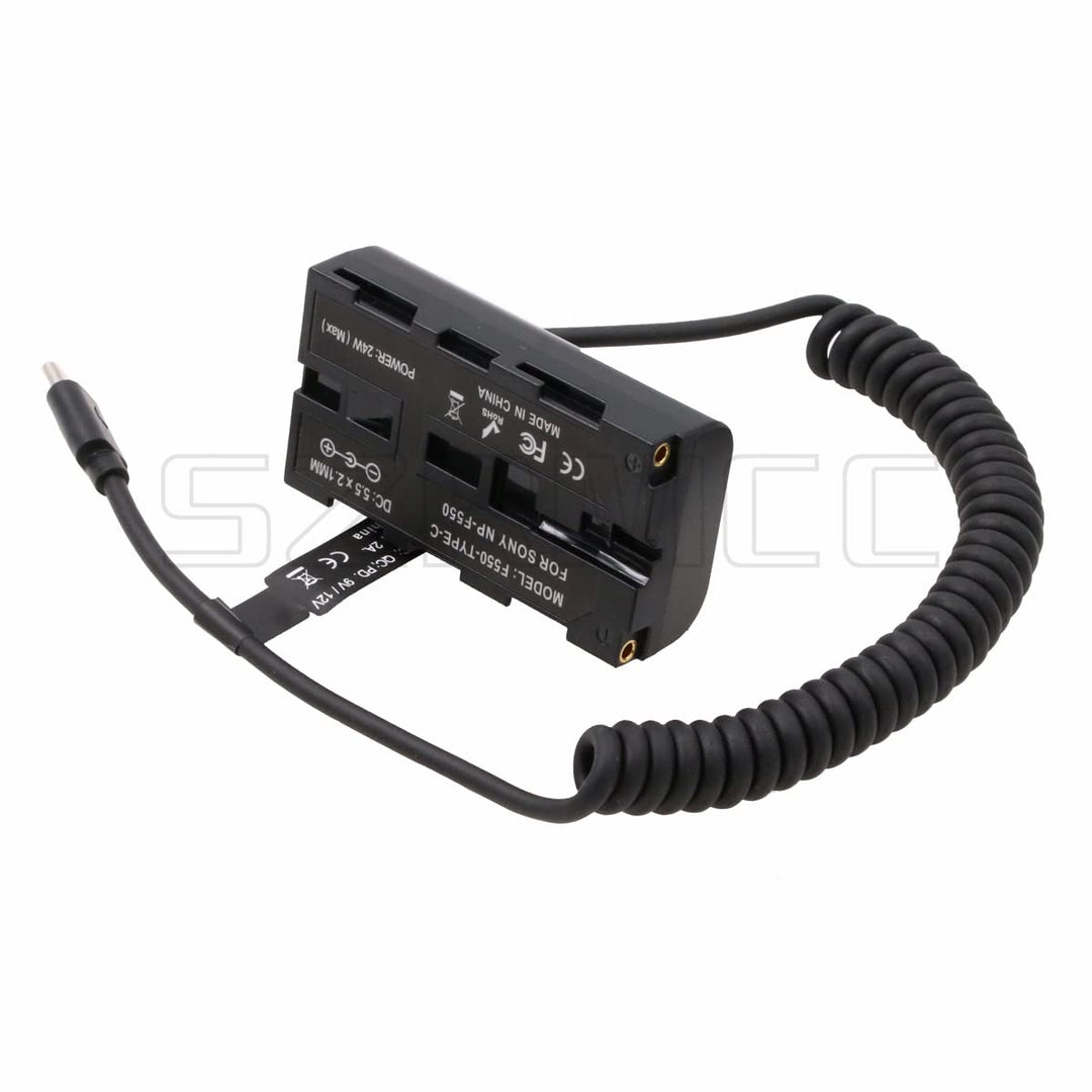 SZRMCC NP F970 F550 Dummy-Akku mit Eingang 7,4 V 3 A auf Typ-C USB C PD Trigger Kabel für Atomos Sho