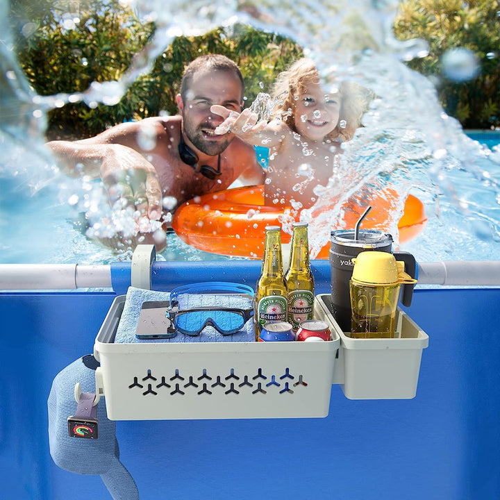 AROMUJOY Pool Aufbewahrungskorb, Hängender Pool Seitenkorb, Multifunktionaler Pool Korb & Pool Geträ