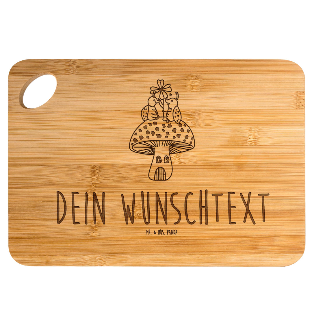 Mr. & Mrs. Panda Vesperbrett mit Gravur Marienkäfer Fliegenpilz - Personalisierte Geschenke, Persona