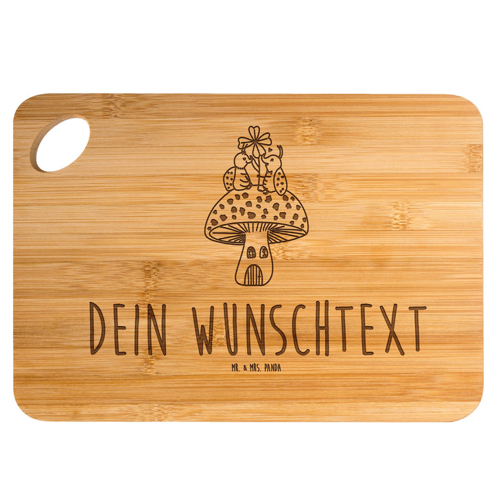 Mr. & Mrs. Panda Vesperbrett mit Gravur Marienkäfer Fliegenpilz - Personalisierte Geschenke, Persona