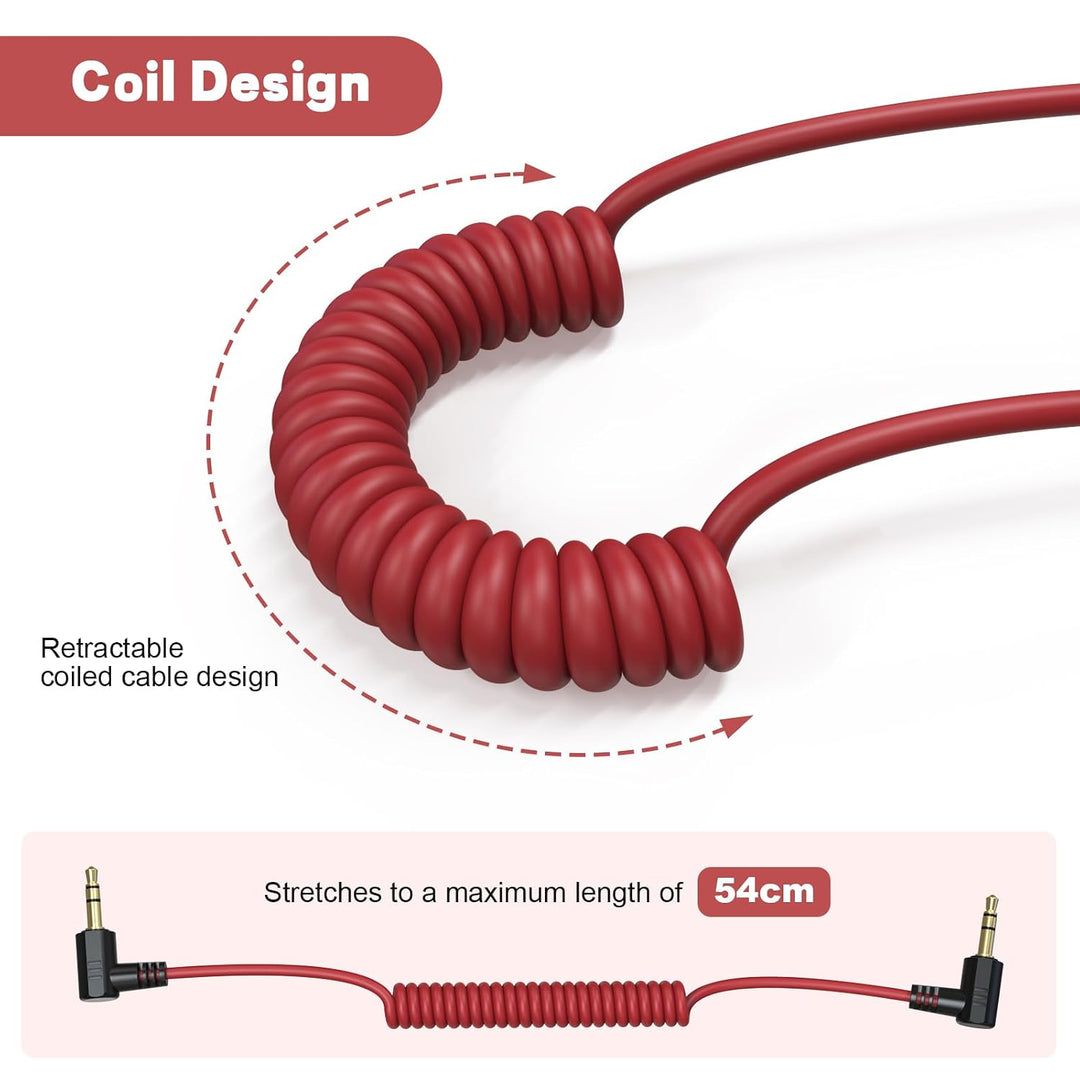 3,5 mm TRS auf TRS Patchkabel, Mikrofon, Spiralkabel, kompatibel mit Rode SC2, Wireless GO III/ GO I