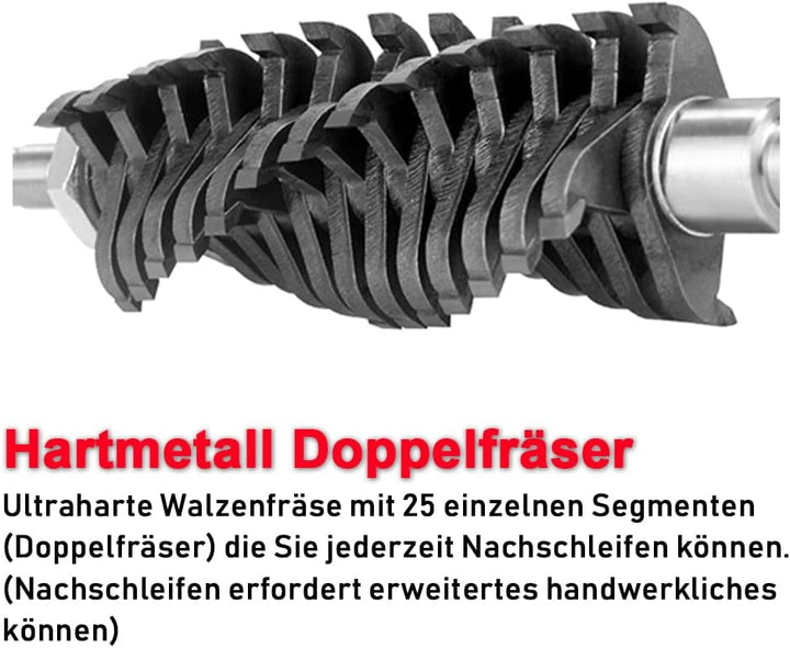 XIIW Betonfräse 1600W 4000UPM Walzenfräse Sanierungsfräse Putzfräse Mauerfräse Betonschleifer Walzen