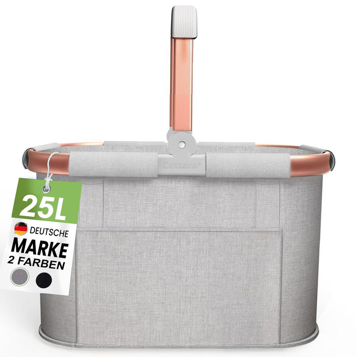 COTTARA 25L Einkaufskorb gross – stabiler Tragekorb mit Henkel, Grau Rose Hellgrau Rose, Hellgrau Ro