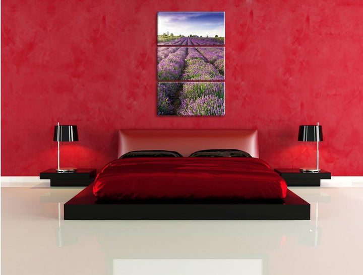 Pixxprint Lavendelfeld Provence als Leinwandbild/Grösse: 3 Teilig (120x80) cm/Wandbild/Kunstdruck/fe