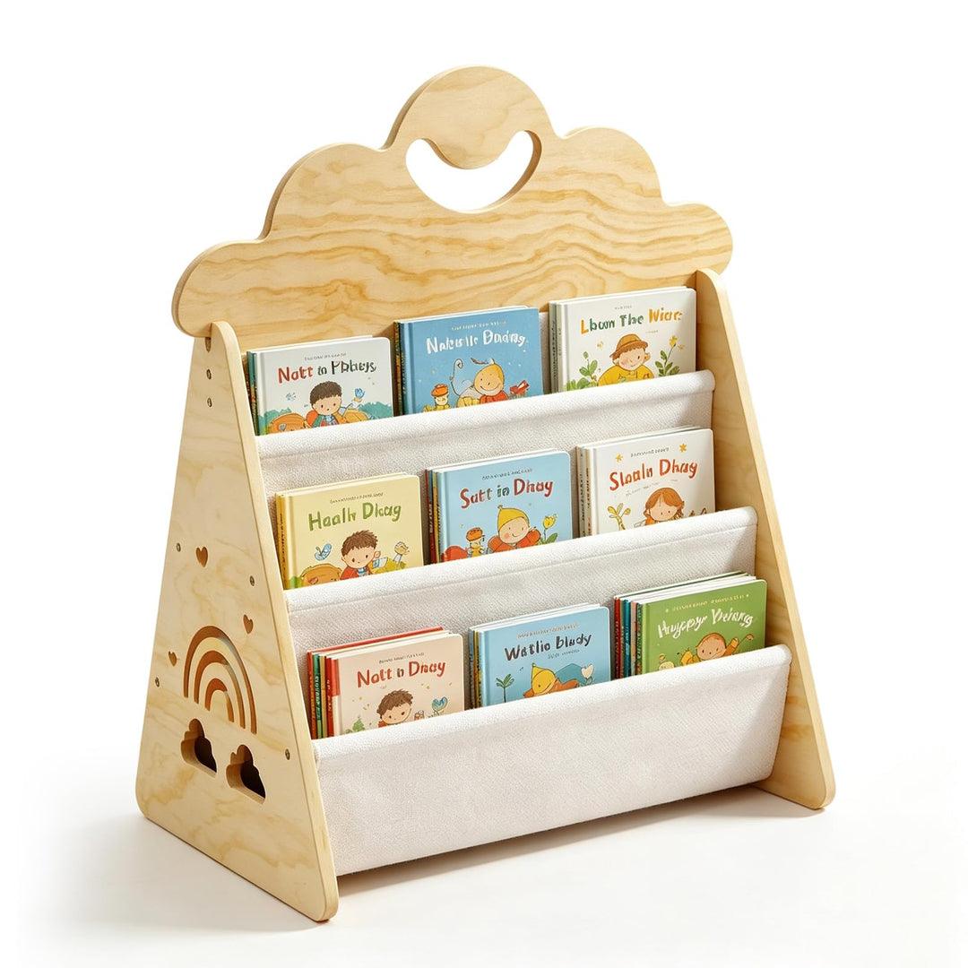 Montessori Bücherregal Kinder, Kinder Bücherregal Holz, Kinderbücherregal, Doppelseitiges Holzregal