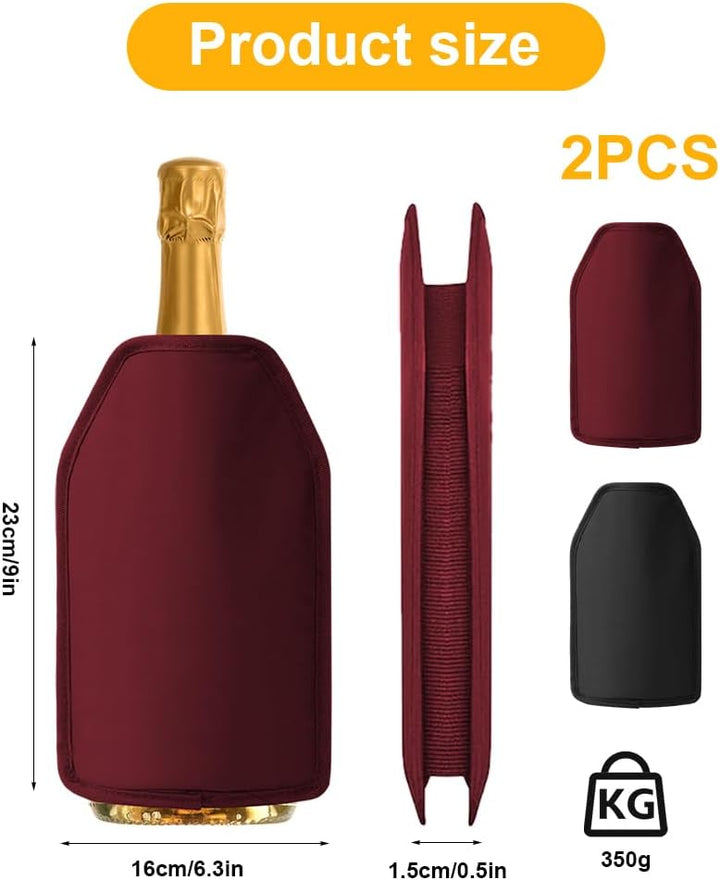 Weinkühler Manschette: 2 Pcs Weinflaschenkühler,Extra lange Kühlung,Wasserabweisendes Nylon,Weinmans