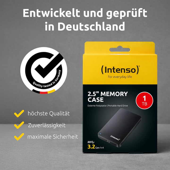 Intenso Memory Case 1 TB Externe Festplatte (6,35 cm (2,5 Zoll) 5400 U/min, 8 MB Cache, USB 3.0) sch