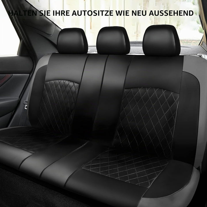 9 Stück Leder Autositzbezüge Sets,Wasserdichtes Sitzbezüge Auto Komplettset,Wasserdicht Vordersitze
